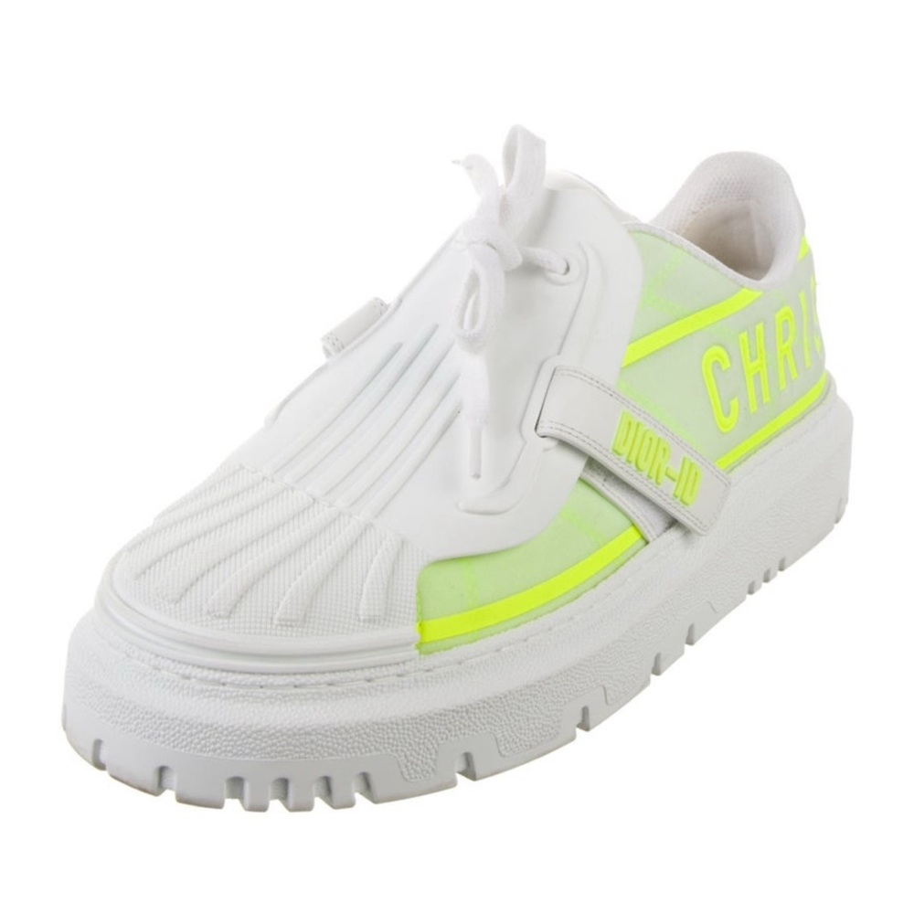 Dior Reflective Fabric Shaded Dior-ID Platform Sneakers Women Sz 38 Neon Yellow